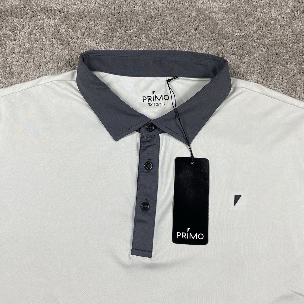 Primo Golf Polo Shirt Mens 3XL Classic Curved Hem Black White Onyx Polo NEW Tags
